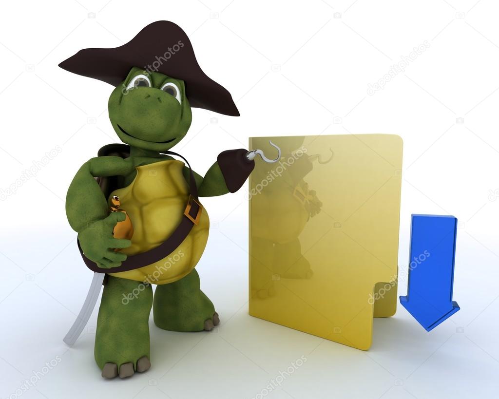 Pirate Tortoise depicting illegal downloads