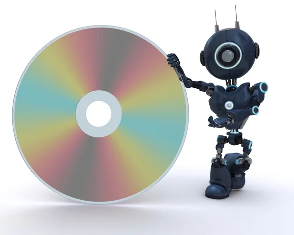 Android mit DVD-Disc — Stockfoto