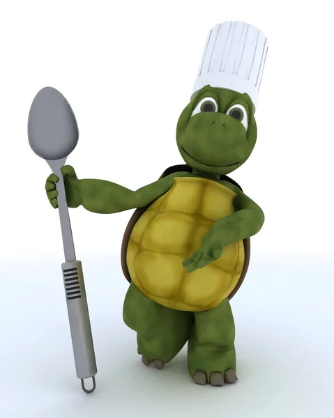 Tortoise chef with spoon — Stock Photo, Image