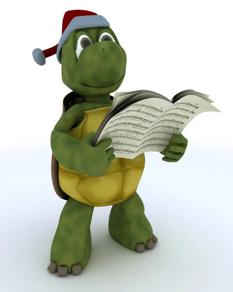 Schildkröte singt Weihnachtslieder — Stockfoto