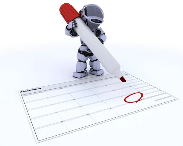 Robot with a calender — Stock Photo, Image