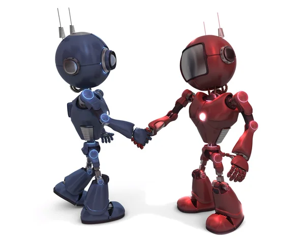 Androids shaking hand — Stock Photo, Image