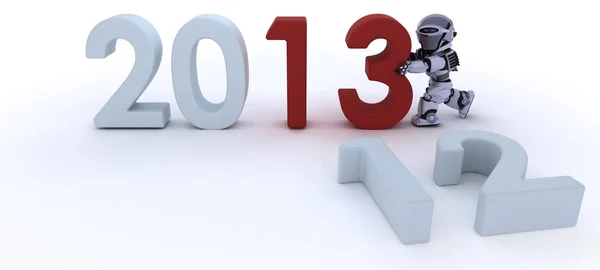 Robot bringing in the new year — Stock Photo, Image