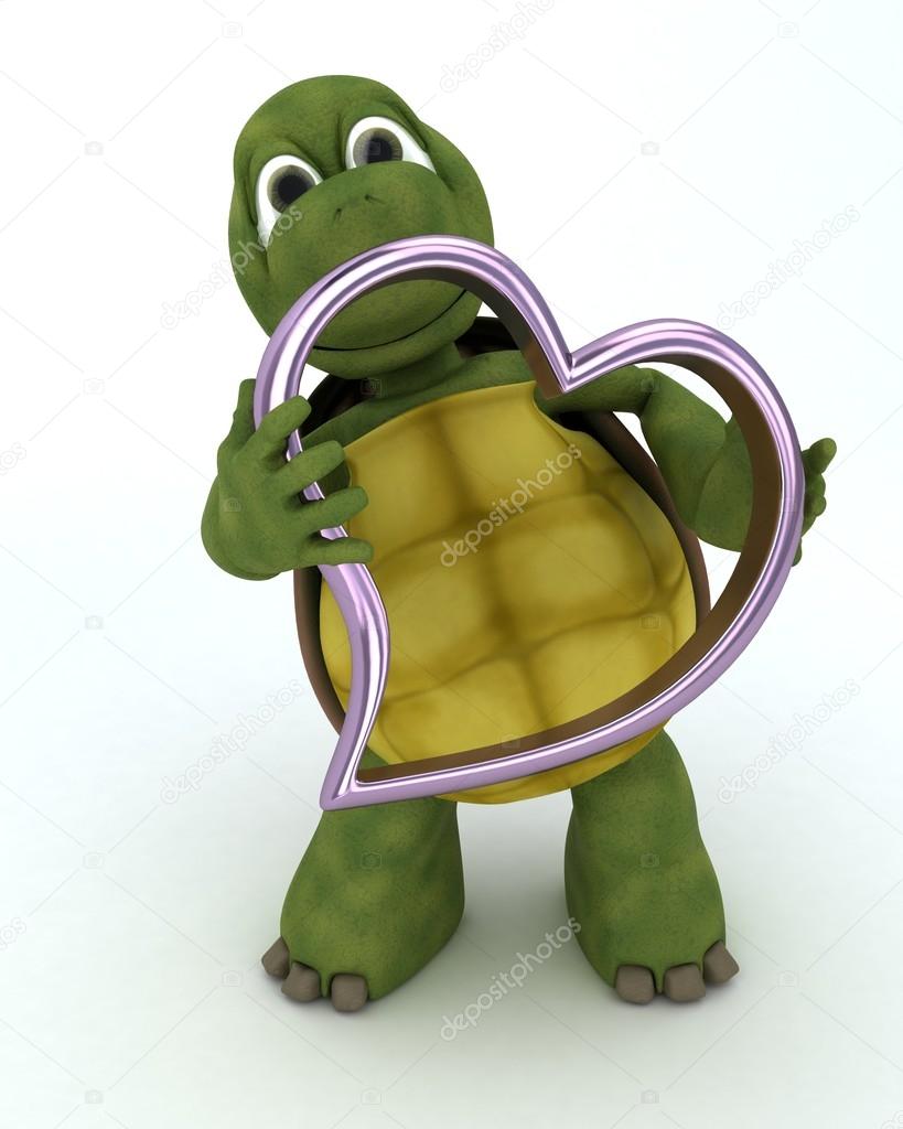 tortoise with heart charm