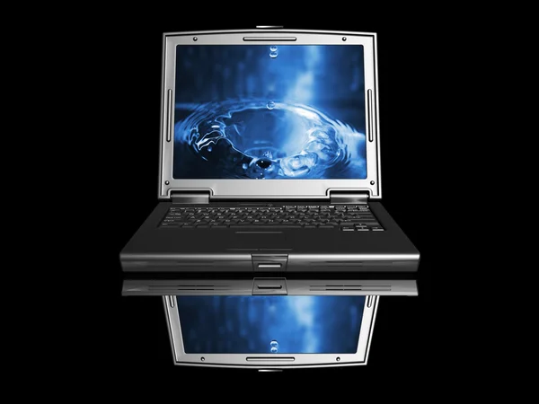 Laptop mit Wassertropfen — Stockfoto