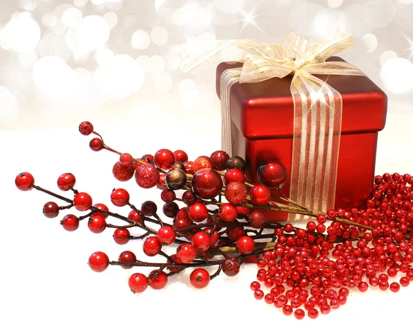 크리스마스 선물 및 열매 — 스톡 사진