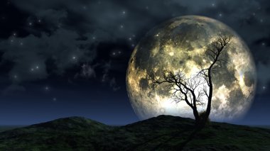 Tree and moon background clipart