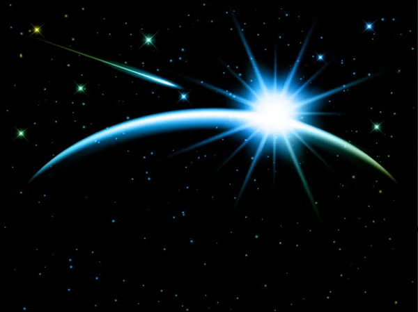 Nachtelijke hemel met stralende ster te behalen — Stockvector