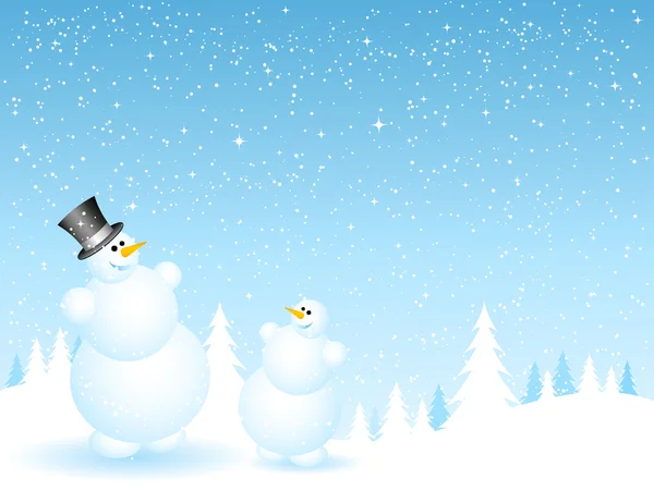 Father and son snowmen — Stock Vector