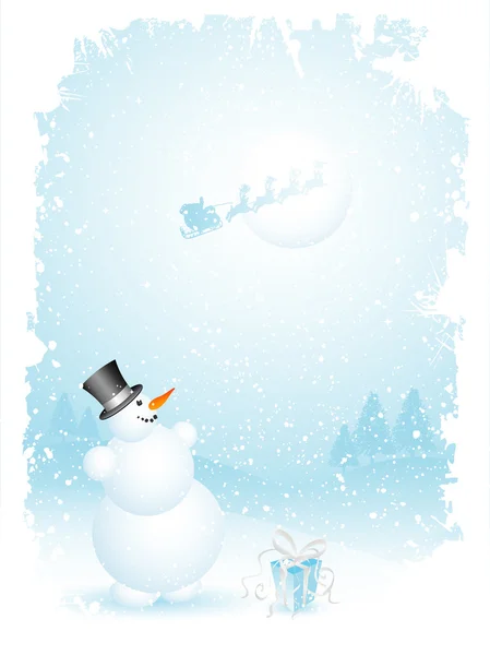 Snowman and santa — Stock Vector