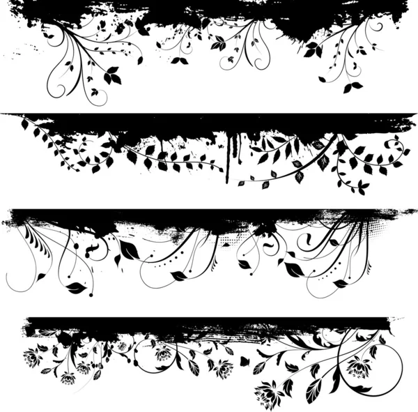 Éléments de conception grunge floral — Image vectorielle