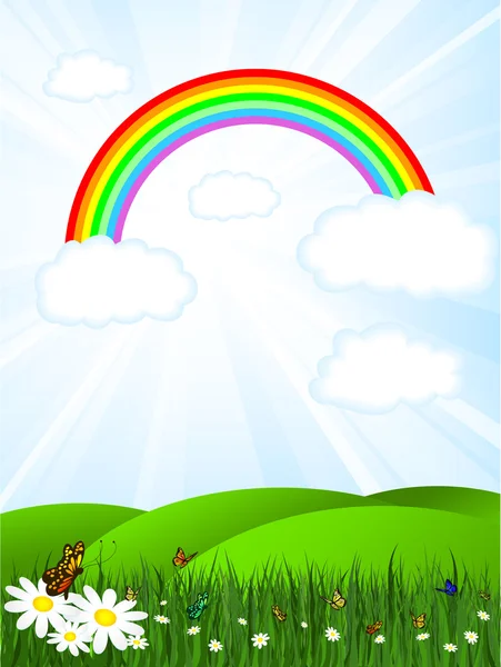 Regenboog hemel — Stockvector