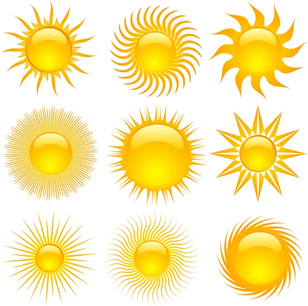 Iconos de sol — Vector de stock