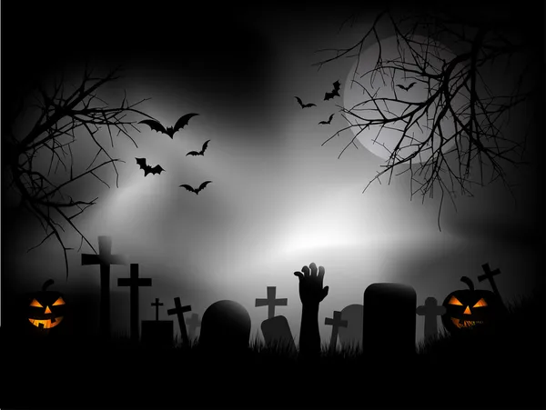 Spooky mezarlığı — Stok Vektör
