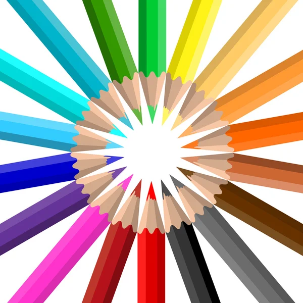 Circle of coloured pencils — Stock Vector