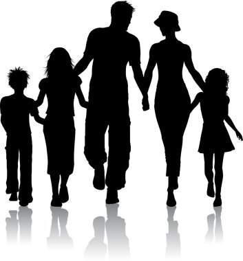 Family silhouette clipart
