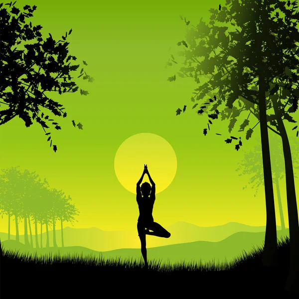 Femme en posture de yoga — Image vectorielle