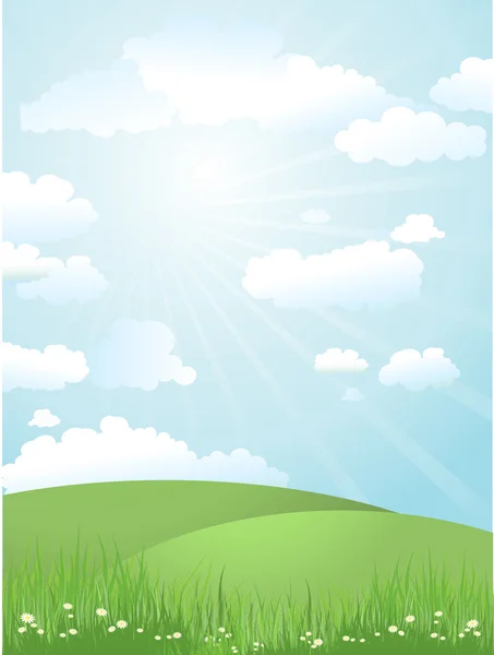 Paisaje en un día soleado — Vector de stock