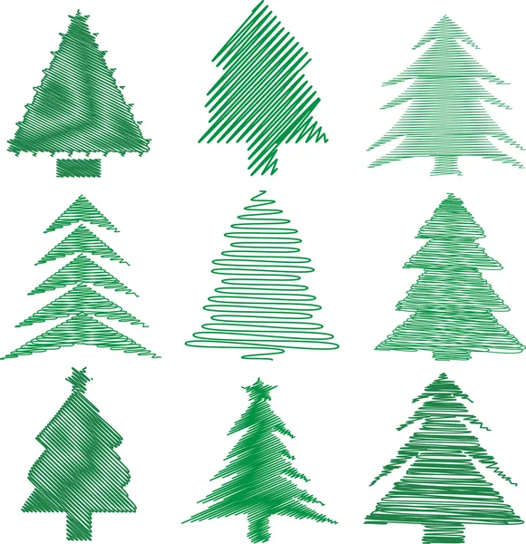 Scribble christmas trees — Stock Vector