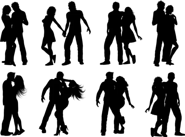 Couple silhouettes — Stock Vector