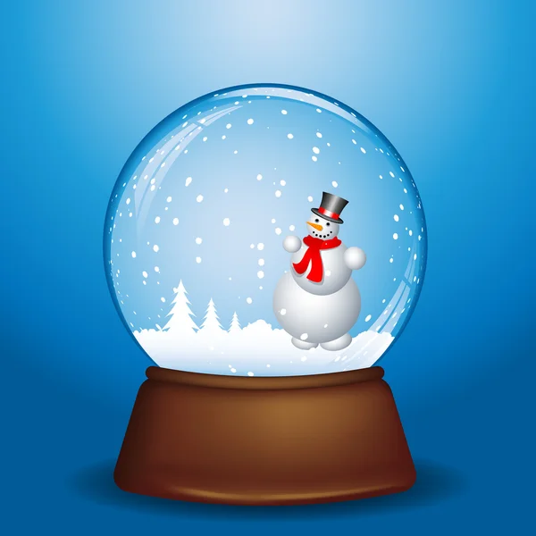 Snowman in snow globe — Stock Vector