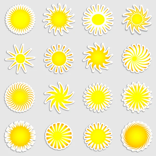 Sun stickers — Stock Vector