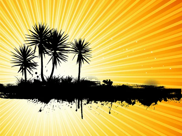 Grunge palm träd bakgrund — Stock vektor