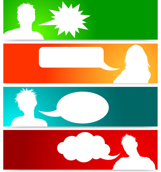People avatars with speech bubbles