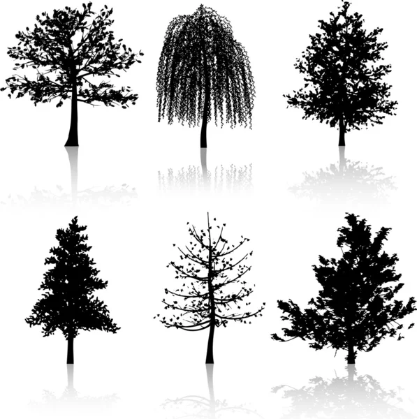 Siluetas de árbol — Vector de stock