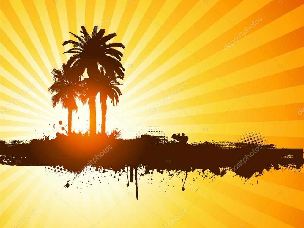 Grunge summer palm tree background Stock Vector by ©kjpargeter 40708197