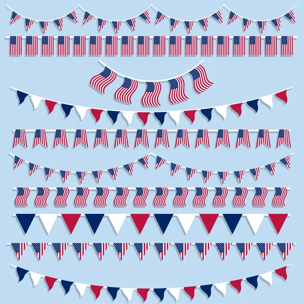 Banderas americanas banderines y banderas — Vector de stock