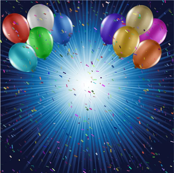 Ballonnen en confetti achtergrond — Stockvector