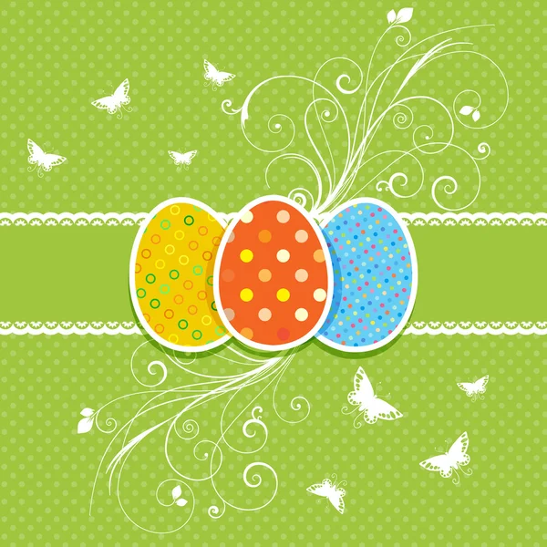 Huevo de Pascua floral Fondo — Vector de stock