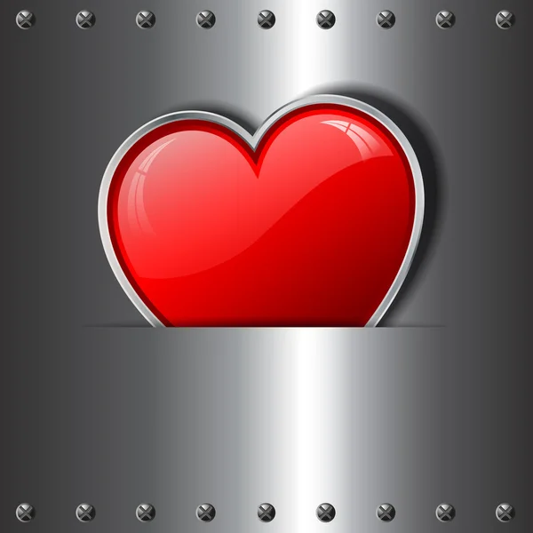 Coeur sur fond métallique — Image vectorielle