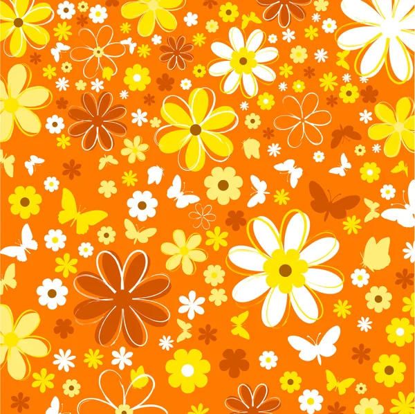 Flores y mariposas — Vector de stock