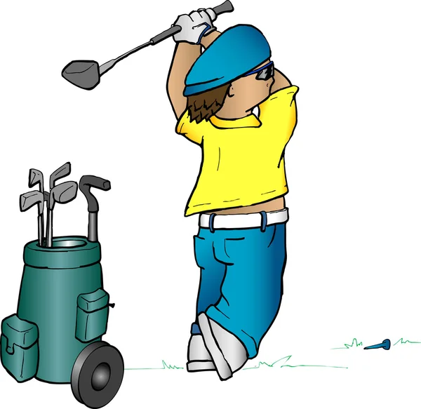 Golfista de dibujos animados — Vector de stock