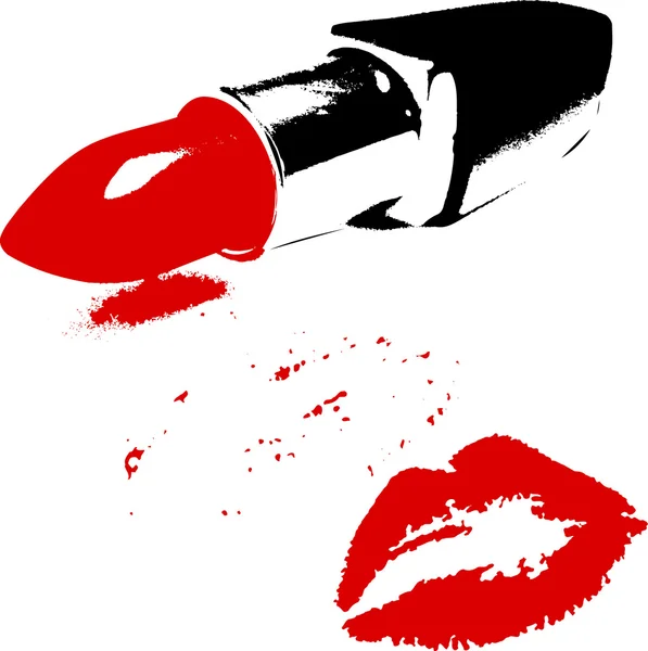 Roter Lippenstift und Lippen — Stockvektor