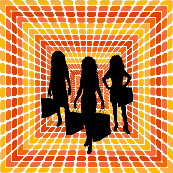 Femmes Shopping — Image vectorielle