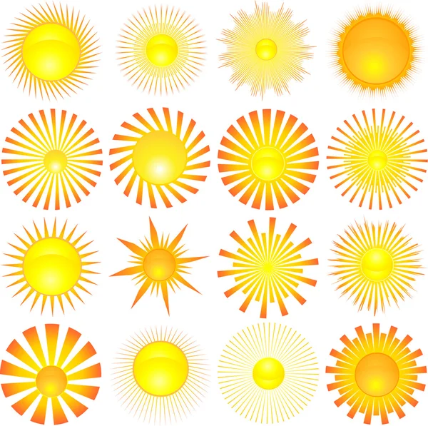 Lots of sun icons — Stock Vector
