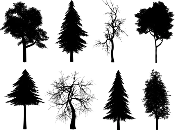 Siluetas de árbol — Vector de stock