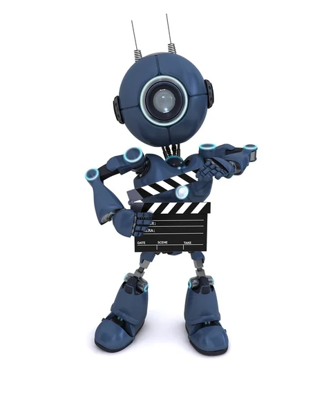 Android with clapper board — Stock Photo, Image
