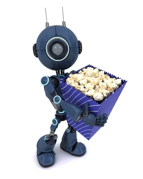 Android met popcorn — Stockfoto