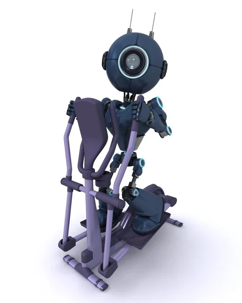 Andriod at the gym on a cross trainer — Stock Photo, Image