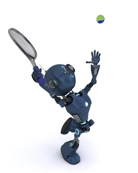 Android playing tennis — Stock Photo, Image