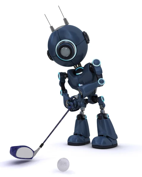 Android playing golf — Stock Photo, Image