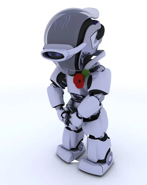 Robot con papavero in memoria — Foto Stock