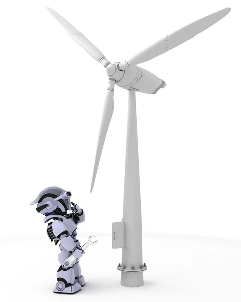 Robot con turbina eolica — Foto Stock