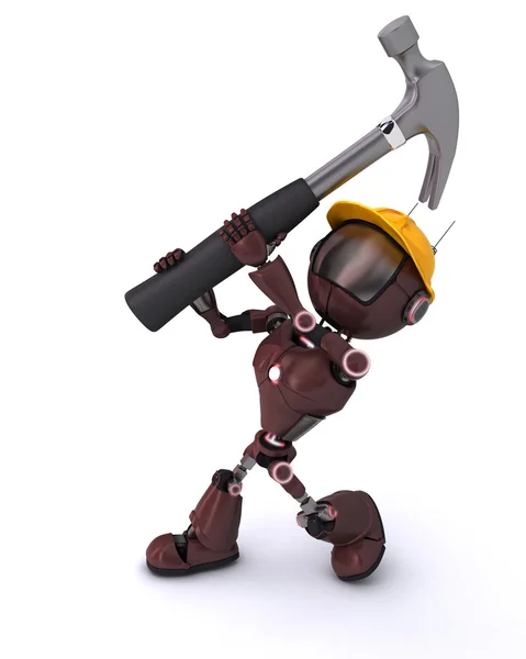 Android with hammer — Stock Photo, Image