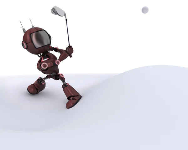 Android playing golf — Stock Photo, Image