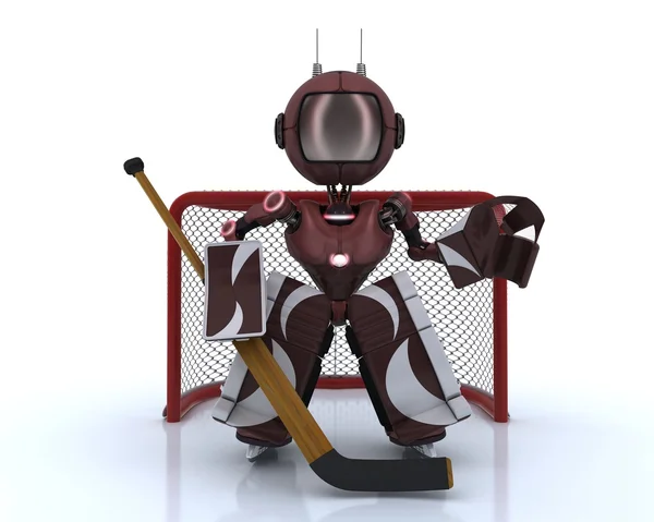 Android playing ice hockey — Stock Photo, Image